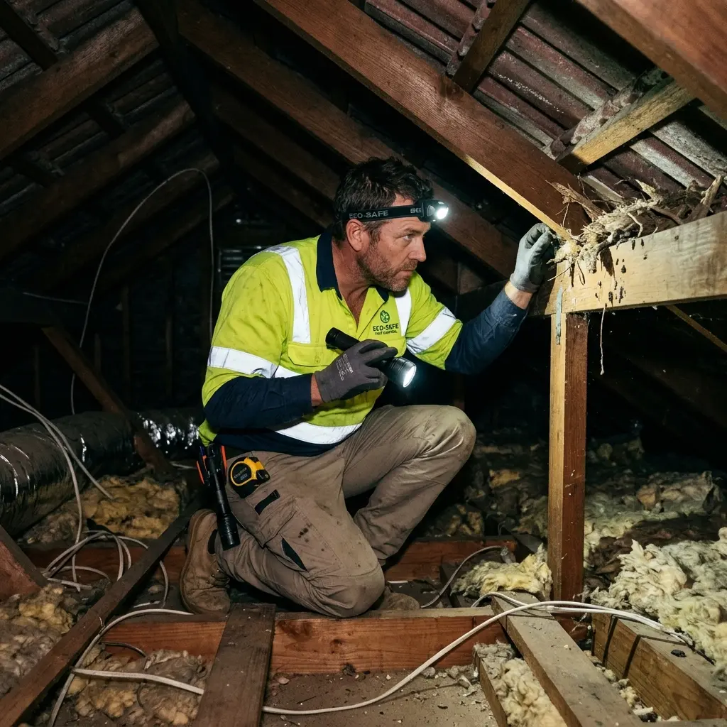 Technician using detection equipment to locate a dead rat inside a Forest Hill wall cavity