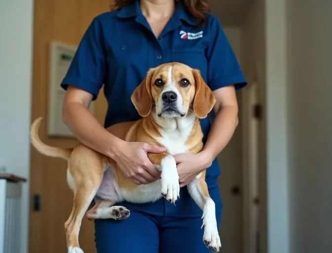Technician respectfully transporting a deceased dog in Forest Hill